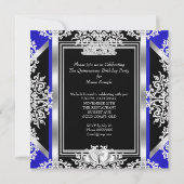 キンセアニェラ15誕生日ブルー王室のシルバーブラック 招待状 (裏面)