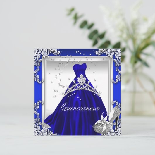 キンセアニェラ15誕生日ブルー王室のドレスガウン 招待状 (スタンド正面)