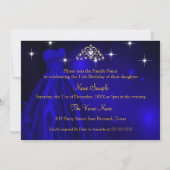 キンセアニェラ15誕生日ブルー王室のドレスティアラ 招待状 (裏面)