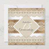 キンセアニェラ15誕生日ベージュレースバーラップ2 招待状 (正面)