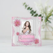 キンセアニェラ15誕生日ホワイトピンクシルバーダリア 招待状 (スタンド正面)