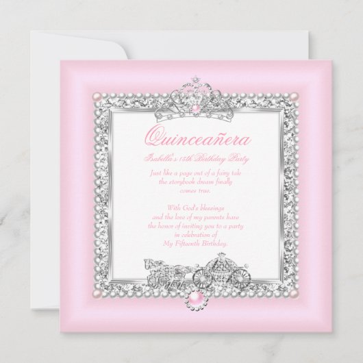 キンセアニェラ15誕生日マジカルフェアリータリーピンク 招待状 (正面)