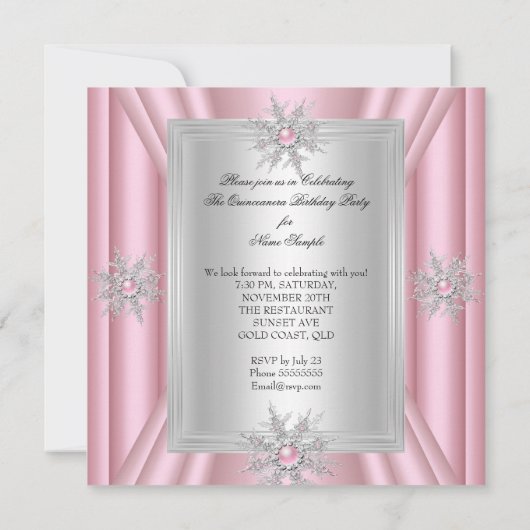 キンセアニェラ15誕生日ライトピンク 招待状 (裏面)