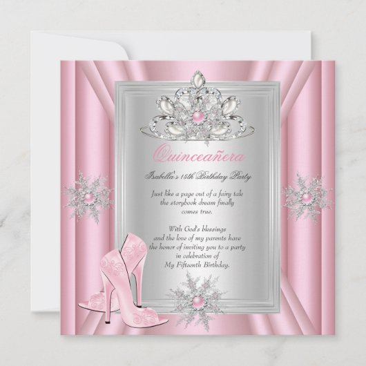 キンセアニェラ15誕生日ライトピンク 招待状 (正面)