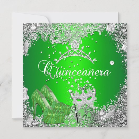 キンセアニェラ15誕生日ライムシルバーマスクティアラ 招待状 (正面)