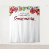 キンセアニェラ15誕生日レッドローゼフォトバックグラウンド タペストリー (正面)