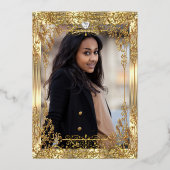 キンセアニェラ15誕生日写真白金ゴールド 箔招待状 (裏面)