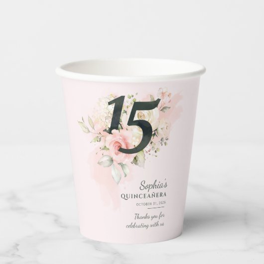 キンセアニェラ15誕生日素朴フローラカスタム 紙コップ (正面)