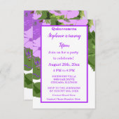 キンセアニェラ15誕生日紫フローラかわいい 招待状 (正面/裏面)