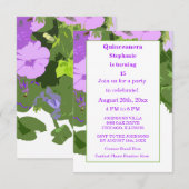 キンセアニェラ15誕生日紫フローラ ガーリー 招待状 (正面/裏面)