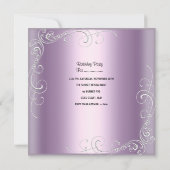 キンセアニェラ15誕生日薄紫ピンクシルバースター 招待状 (裏面)