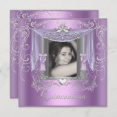 キンセアニェラ15誕生日薄紫ピンクシルバースター 招待状 (正面/裏面)