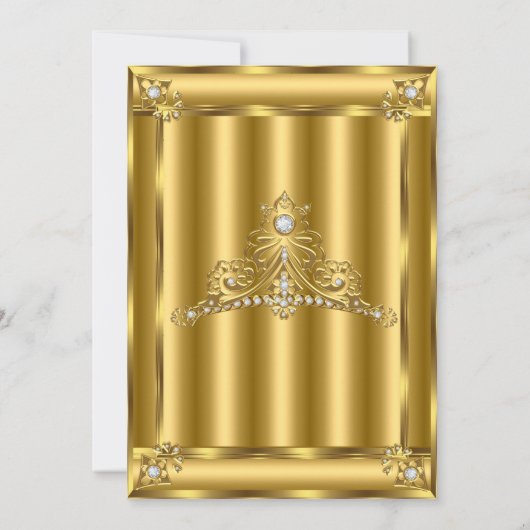 キンセアニェラ15誕生日金ゴールドダイアモンドティアラ2 招待状 (裏面)
