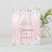 キンセアニェラ15thかわいらしピンクシルバードレスグリッター 招待状 (スタンド正面)