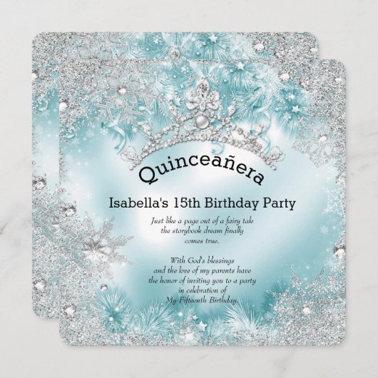 キンセアニェラ15thウィンターワンダーランドシルバーティール（緑がかった色）2 招待状 (正面/裏面)