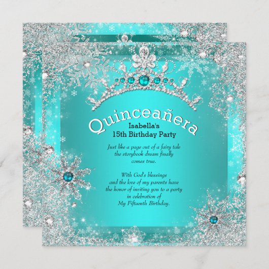 キンセアニェラ15thウィンターワンダーランドシルバーティール（緑がかった色）3 招待状 (正面/裏面)