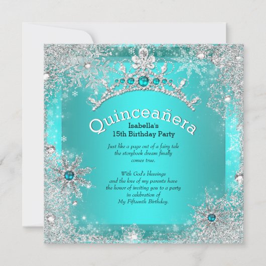 キンセアニェラ15thウィンターワンダーランドシルバーティール（緑がかった色）3 招待状 (正面)