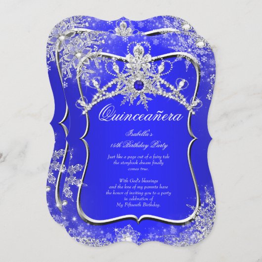 キンセアニェラ15thウィンターワンダーランド王室のブルー 招待状 (正面/裏面)