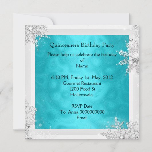 キンセアニェラ15thエリートエレガントバースデーパーティー 招待状 (裏面)