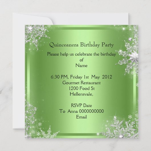 キンセアニェラ15thエリートエレガントバースデーパーティー 招待状 (裏面)