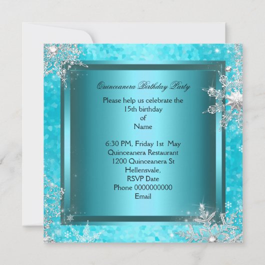 キンセアニェラ15thエリートエレガントバースデーパーティー 招待状 (裏面)