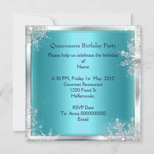 キンセアニェラ15thエリートプリンセスバースデーパーティー 招待状 (裏面)