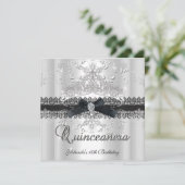 キンセアニェラ15thグリッターティアラ白黒ボウ 招待状 (スタンド正面)