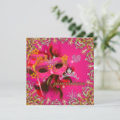 キンセアニェラ15thコーラルピンクマスカレードパーティー金ゴールド 招待状 (スタンド正面)