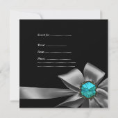 キンセアニェラ15thシルバーゼブラティール(緑がかった色)ブラックグレーボウ 招待状 (裏面)