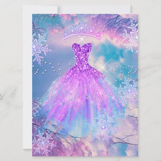 キンセアニェラ15thシンデレラパープルティール(緑がかった色)ブルー 招待状 (裏面)