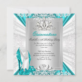キンセアニェラ15thバースデーパーティーグリッターブルーヒール 招待状 (正面)