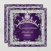 キンセアニェラ15thバースデーパーティーシルバーパープル 招待状 (正面/裏面)