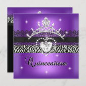 キンセアニェラ15thバースデーパーティーゼブラパープルブラック 招待状 (正面/裏面)