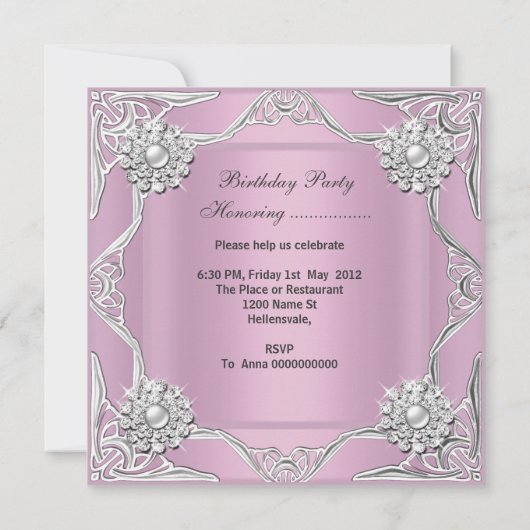 キンセアニェラ15thバースデーパーティーソフトピンク 招待状 (裏面)