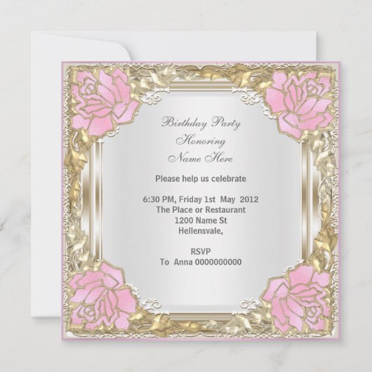 キンセアニェラ15thバースデーパーティーソフトホワイトピンク 招待状 (裏面)