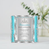 キンセアニェラ15thバースデーパーティーティール(緑がかった色)シルバーシューズ 招待状 (スタンド正面)