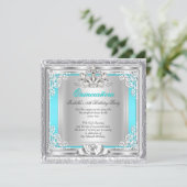 キンセアニェラ15thバースデーパーティーティール（緑がかった色）シルバー 招待状 (スタンド正面)