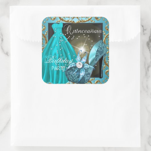 キンセアニェラ15thバースデーパーティーティール（緑がかった色）ドレスガウン スクエアシール (バッグ)