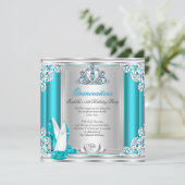 キンセアニェラ15thバースデーパーティーティール(緑がかった色)ハイヒール 招待状 (スタンド正面)