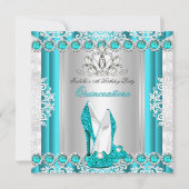 キンセアニェラ15thバースデーパーティーティール(緑がかった色)ブルーヒール2 招待状 (正面)
