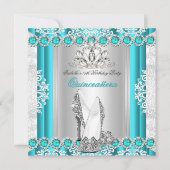 キンセアニェラ15thバースデーパーティーティール(緑がかった色)ブルーヒール 招待状 (正面)