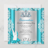 キンセアニェラ15thバースデーパーティーティール（緑がかった色）ブルーヒール 招待状 (正面)