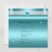 キンセアニェラ15thバースデーパーティーティール（緑がかった色）ブルーフローラ 招待状 (裏面)