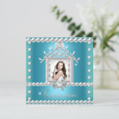 キンセアニェラ15thバースデーパーティーティール(緑がかった色)ブルー 招待状 (スタンド正面)