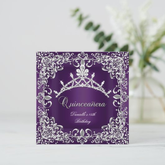 キンセアニェラ15thバースデーパーティードダークパープル 招待状 (スタンド正面)