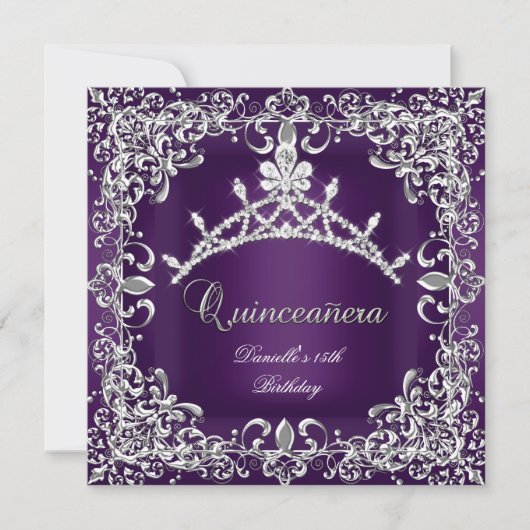 キンセアニェラ15thバースデーパーティードダークパープル 招待状 (正面)