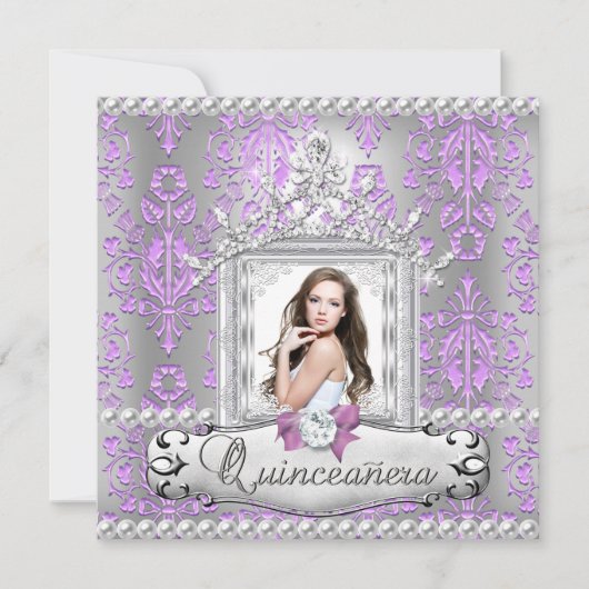 キンセアニェラ15thバースデーパーティードマスク薄紫パール 招待状 (正面)