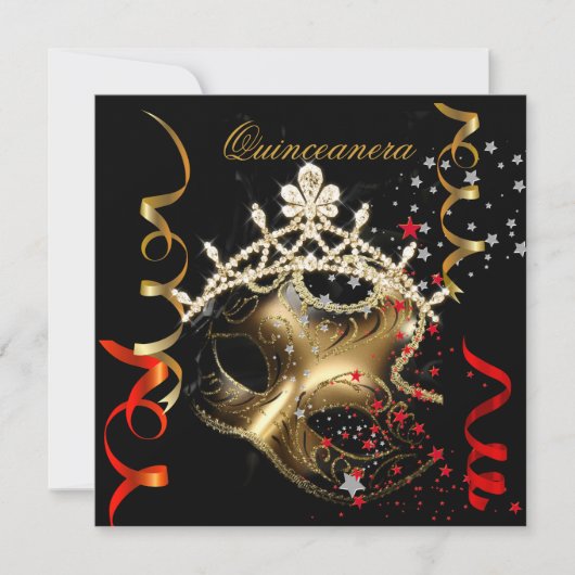 キンセアニェラ15thバースデーパーティードレッドブラックマスク2 招待状 (正面)