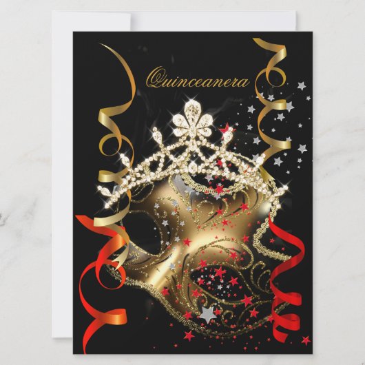 キンセアニェラ15thバースデーパーティードレッドブラックマスク 招待状 (正面)