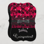 キンセアニェラ15thバースデーパーティードレッドブラックレース 招待状 (正面/裏面)